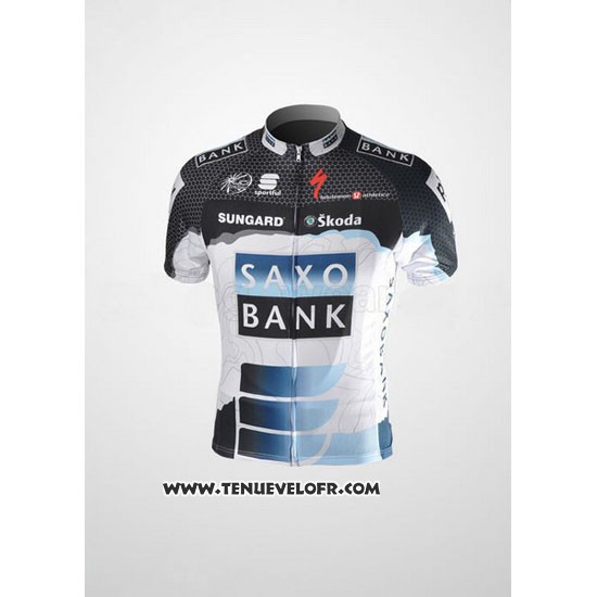 2010 Maillot Ciclismo Saxo Bank Noir et Blanc Manches Courtes et Cuissard